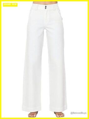 High Waisted Wide Leg Straight Jeans Tummy Control Stretch Denim